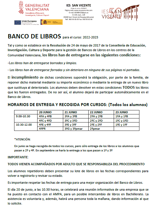 Banco de libros, junio 2022